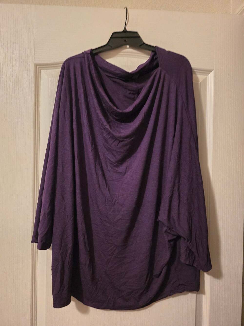 Shop Basic Cowl Neck Tunic Size 3XL Purple Long Sleeve Asymmetrical